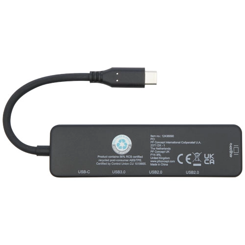 Loop adapter multimedialny USB 2.0-3.0 z portem HDMI wykonany z tworzyw sztucznych pochodzących z recyklingu z certyfikatem R