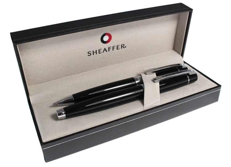 9312 Zestaw (pióro wieczne i długopis) Sheaffer kolekcja 300, czarne, wykończenia chromowane