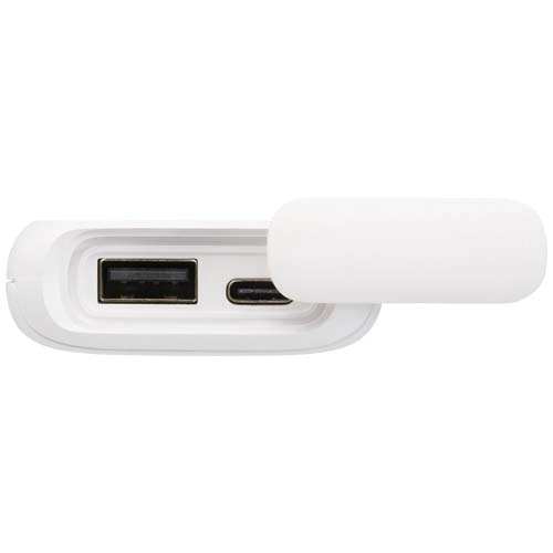 Alkes wodoodporny powerbank z karabińczykiem o pojemności 5000 mAh i mocy 12 W, wykonany z tworzyw sztucznych pochodzących z 