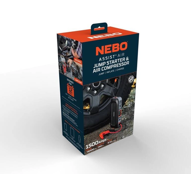 NEBO Awaryjne wspomaganie rozrusznika startowego i czujnik pomiaru ciśnienia w oponach, powerbank