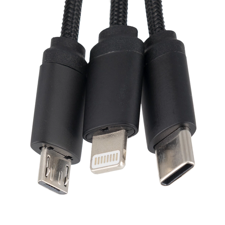 Kabel 3w1 z podświetlanym logo w drewnianej obudowie - LH-ZM04