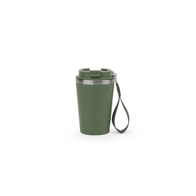 SPITZ. Kubek podróżny ze stali nierdzewnej (w 90% pochodzącej z recyklingu) i zewnętrzną ścianką z PP, z matowym wykończeniem 440 ml