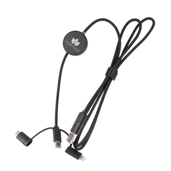 Kabel 4w1 z podświetlanym logo, LH-ZM02, czarny EG061003