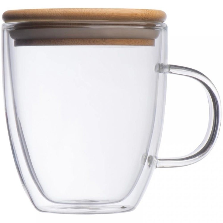 Kubek szklany z pokrywką 350 ml CECIL