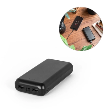 LEAKEY 20. Power bank 20'000 mAh wykonany w ABS pochodzącego z recyklingu (100% rABS), czarny 97199-103