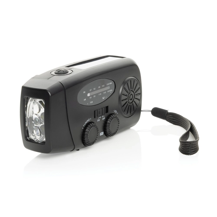 Radio survivalowe AM/FM, power bank 1800 mAh, latarka RescueWave