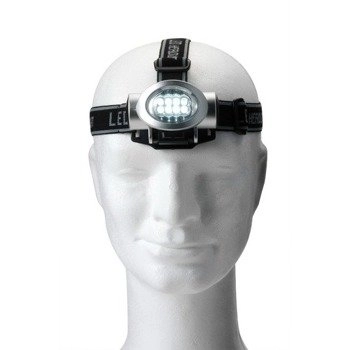 Latarka na głowę 8 LED, srebrny V5527/A-32