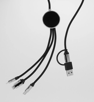 Kabel 4w1 z podświetlanym logo długi 120 cm, czarny EG058803