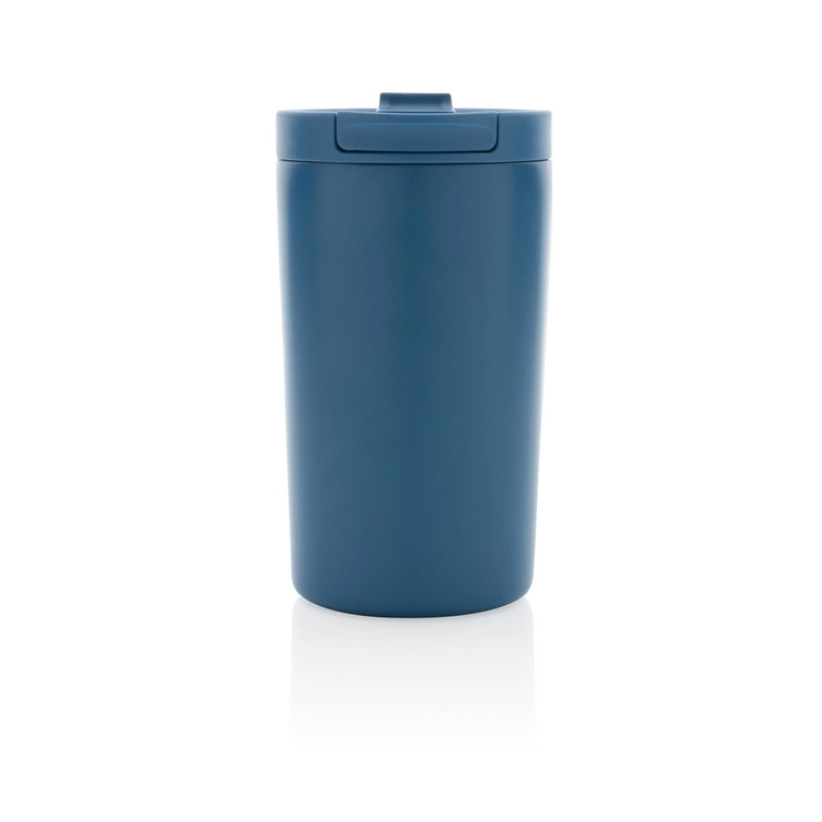 Kubek termiczny 300 ml z recyklingu, niebieski — szczelny, 13,5×7,3 cm