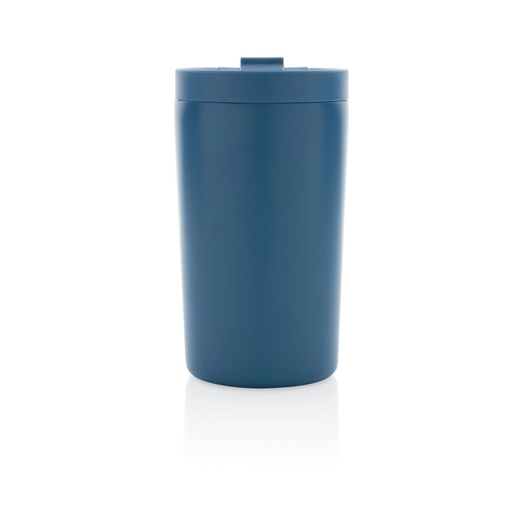 Kubek termiczny 300 ml z recyklingu, niebieski — szczelny, 13,5×7,3 cm