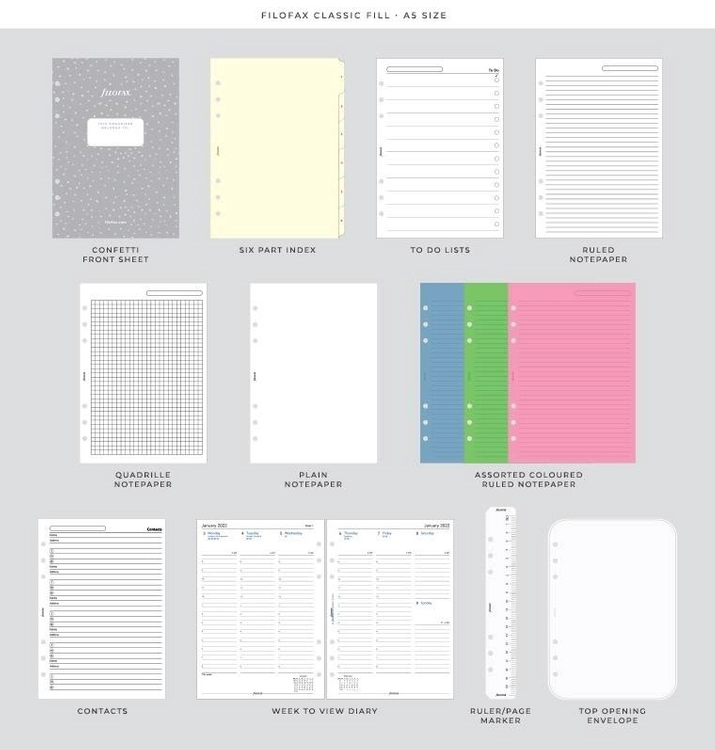 Organizer fILOFAX Confetti A5, ciemny grafit, motyw Charcoal
