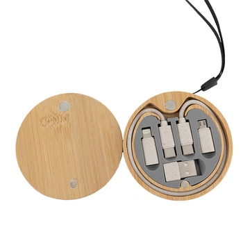Kabel 4w1 w drewnianej obudowie, beżowy EG059313