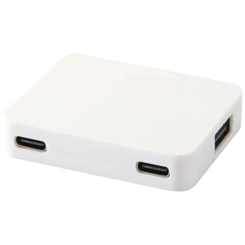 Gaia 4-portowy hub USB z wyjściem USB-A i typu C oraz podwójnym wejściem — wykonany z tworzyw sztucznych pochodzących z recyk