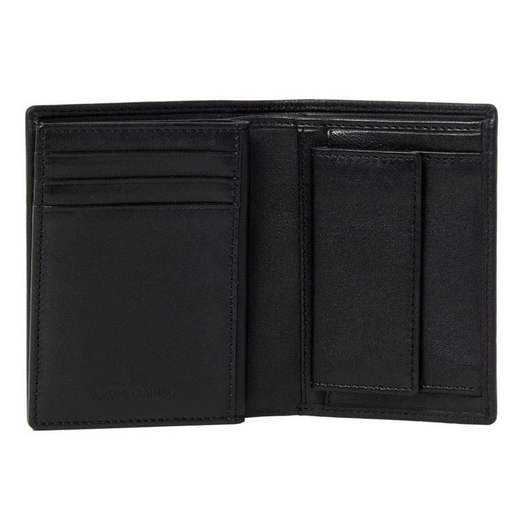 Card holder with flap Button Black